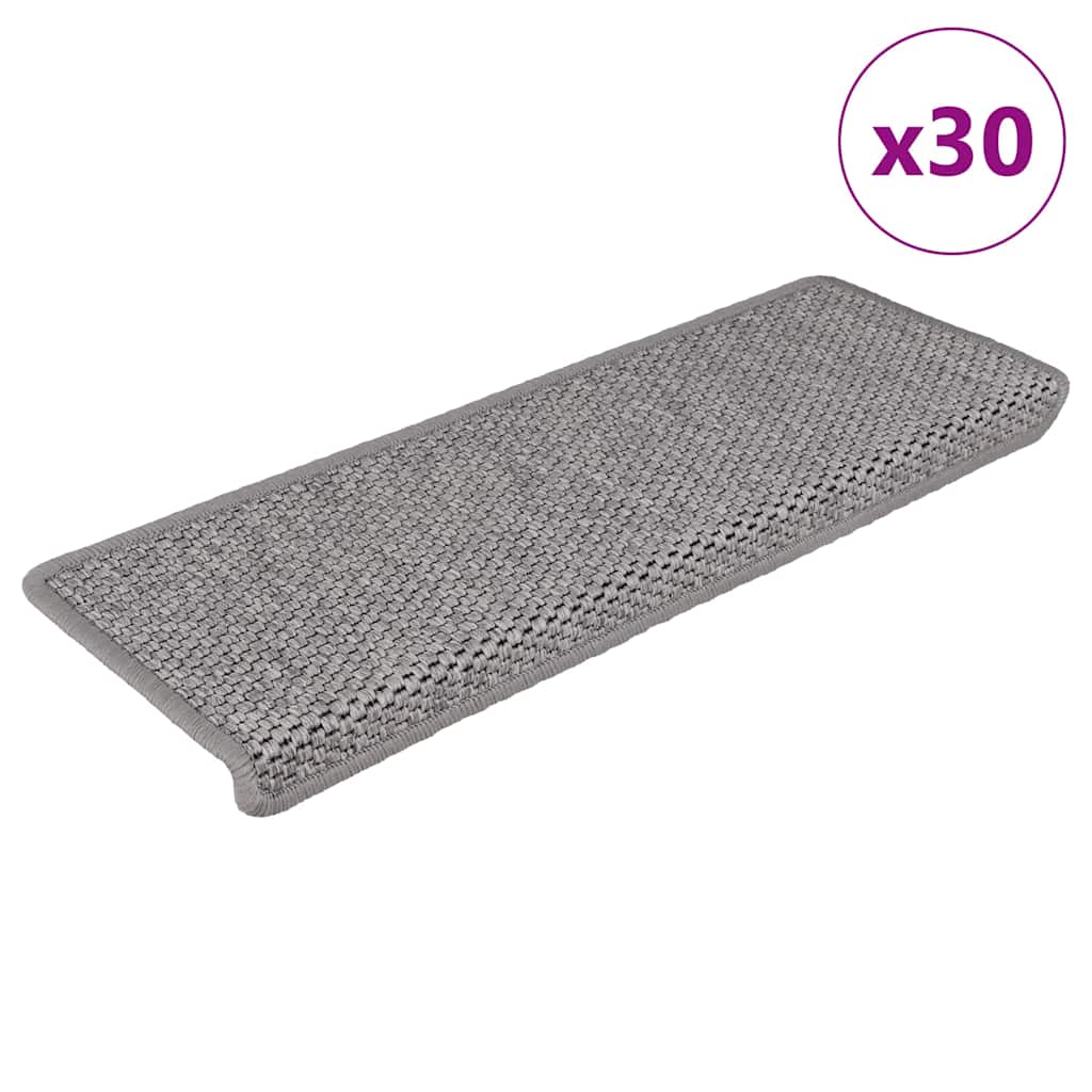 Vidaxx Stufenmatten selbstklebend Sisaloptik 30 Stück 65x21x4cm silberfarben
