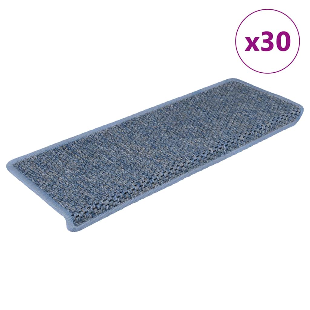 VidaXL Stufenmatten selbstklebend 30 Stk. Sisaloptik 65x21x4 cm Blau