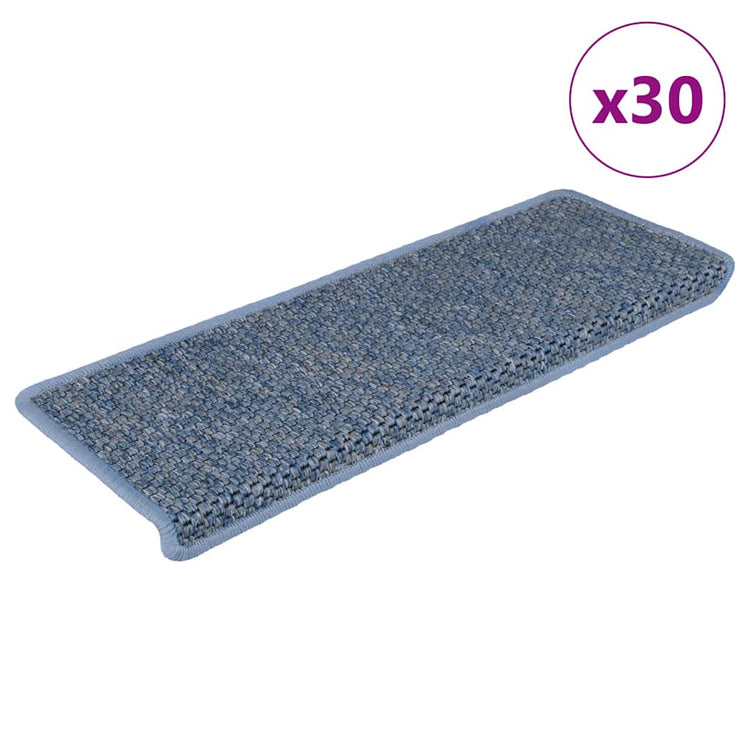 VidaXL Stufenmatten selbstklebend 30 Stk. Sisaloptik 65x21x4 cm Blau