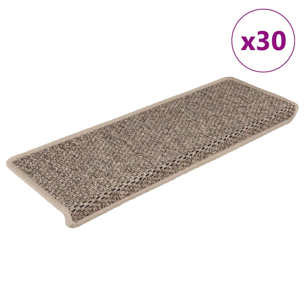 VidaXL Stufenmatten selbstklebend 30 Stk. Sisaloptik 65x21x4 cm Dunkelbeige