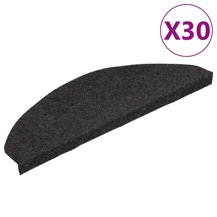 VidaXL Stufenmatten selbstklebend 30 Stück 65x22,5x3,5 cm schwarz