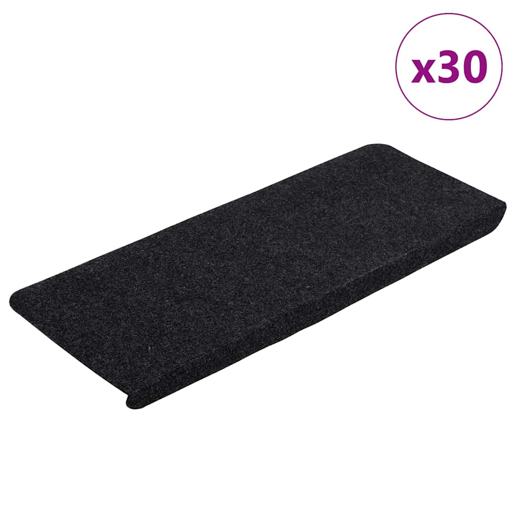 VidaXL Stufenmatten selbstklebend 30 Stück 65x24,5x3,5 cm schwarz