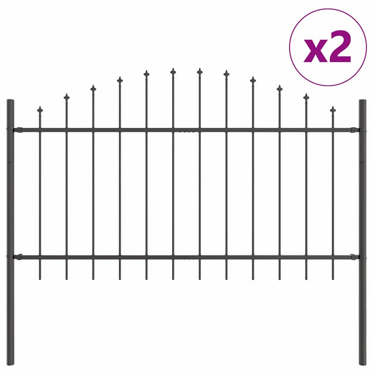 Vidaxl Gartenzaun 2 Stück grau 170 x 140 cm pulverbeschichteter Stahl