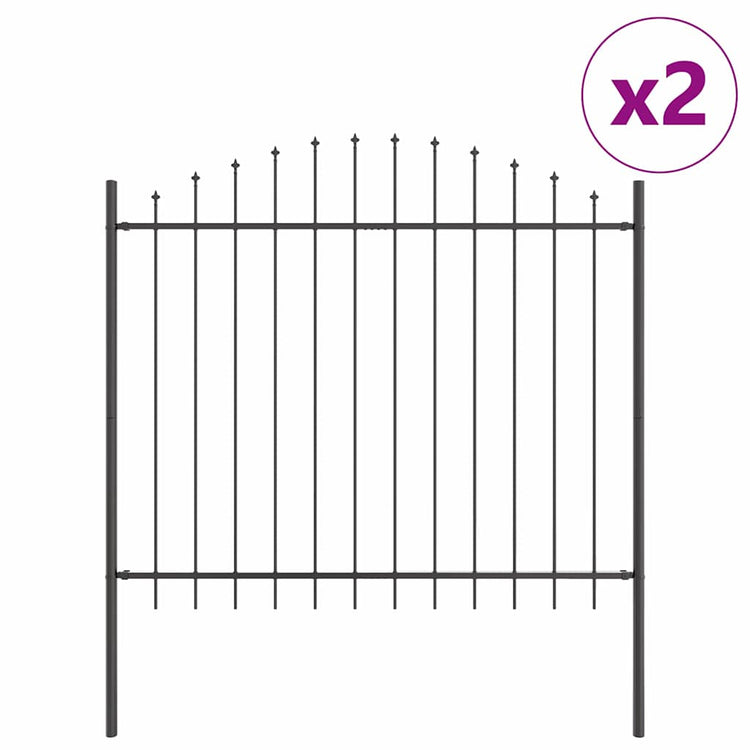 Vidaxl Gartenzaun 2 Stück grau 170 x 165 cm pulverbeschichteter Stahl