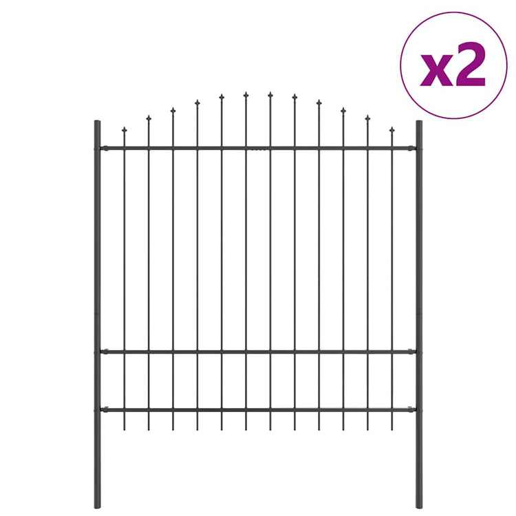 Vidaxl Gartenzaun 2 Stück grau 170 x 215 cm pulverbeschichteter Stahl