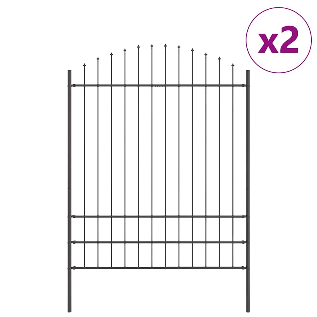 VidaXL Gartenzaun 2 Stk. Grau 170 x 225 cm pulverbeschichteter Stahl