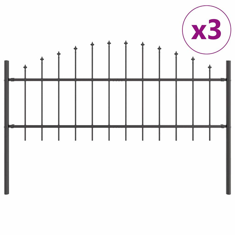 Vidaxl Gartenzaun 3 Stück grau 170 x 140 cm pulverbeschichteter Stahl