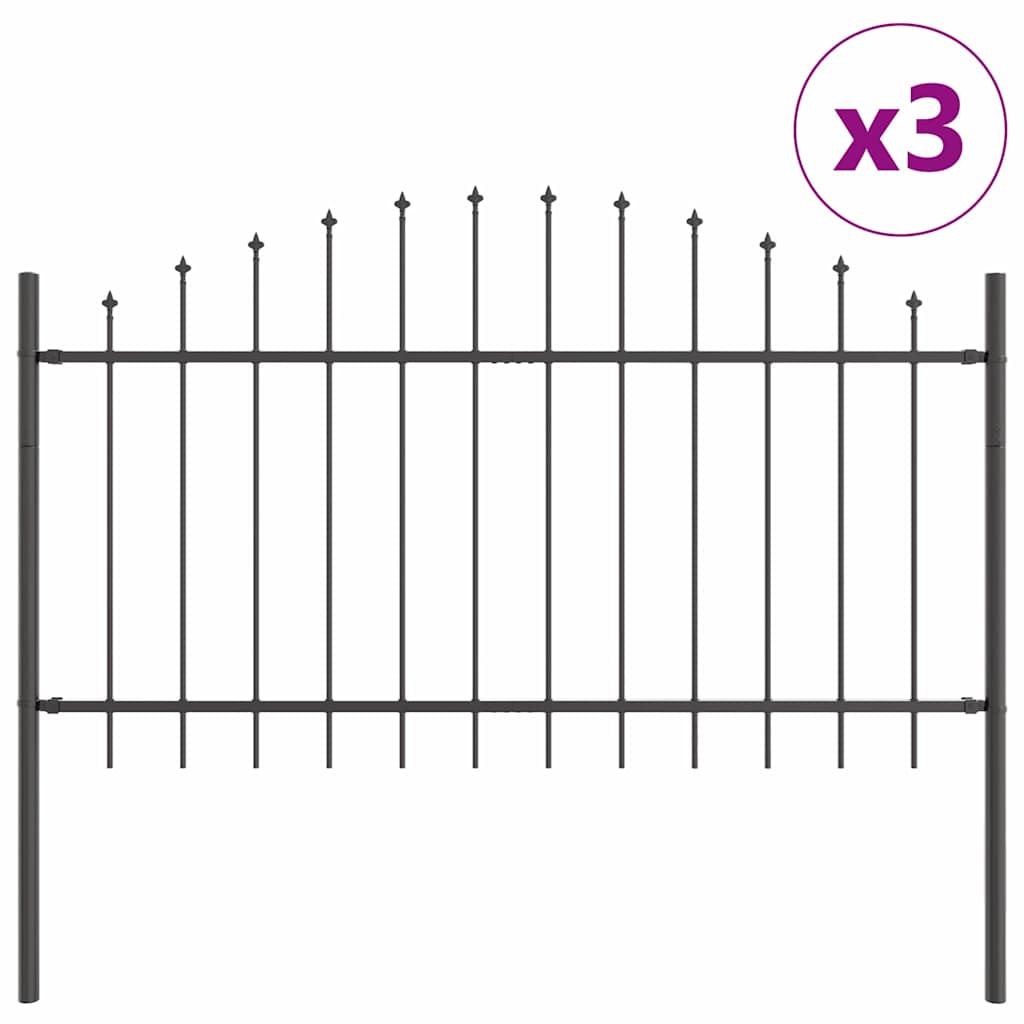 Vidaxl Gartenzaun 3 Stück grau 170 x 140 cm pulverbeschichteter Stahl