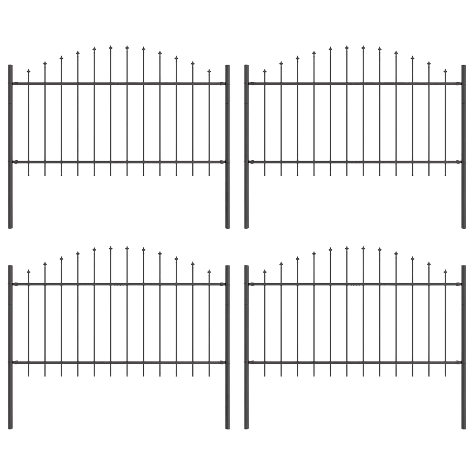 VidaXL Gartenzaun 4 Stk. Grau 170 x 140 cm pulverbeschichteter Stahl