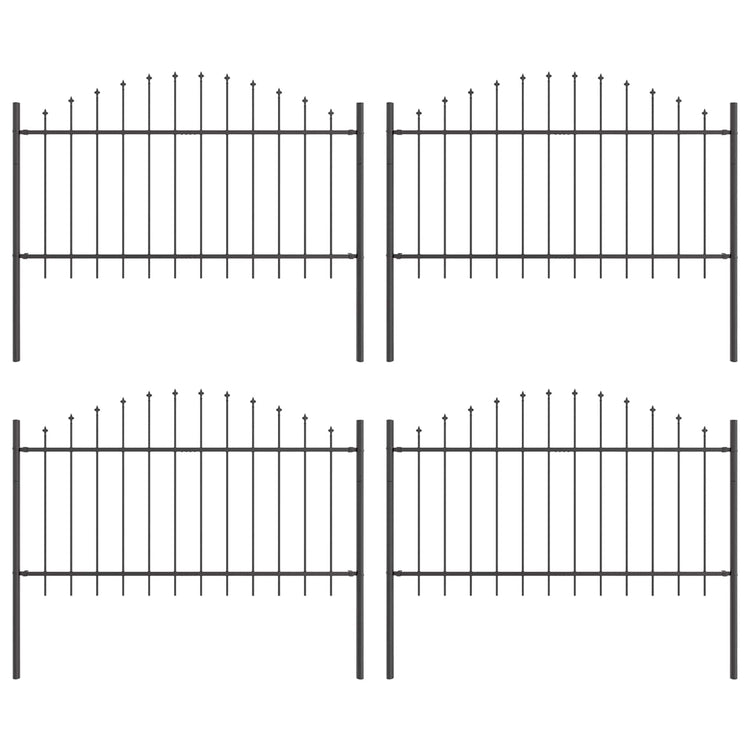 VidaXL Gartenzaun 4 Stk. Grau 170 x 140 cm pulverbeschichteter Stahl