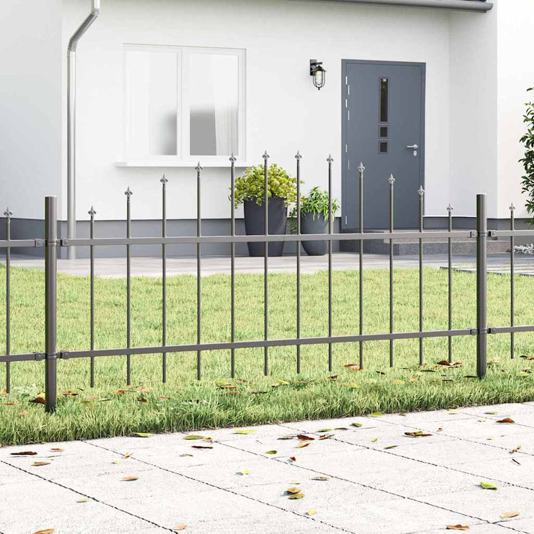 VidaXL Gartenzaun 5 Stk. Grau 170 x 140 cm pulverbeschichteter Stahl