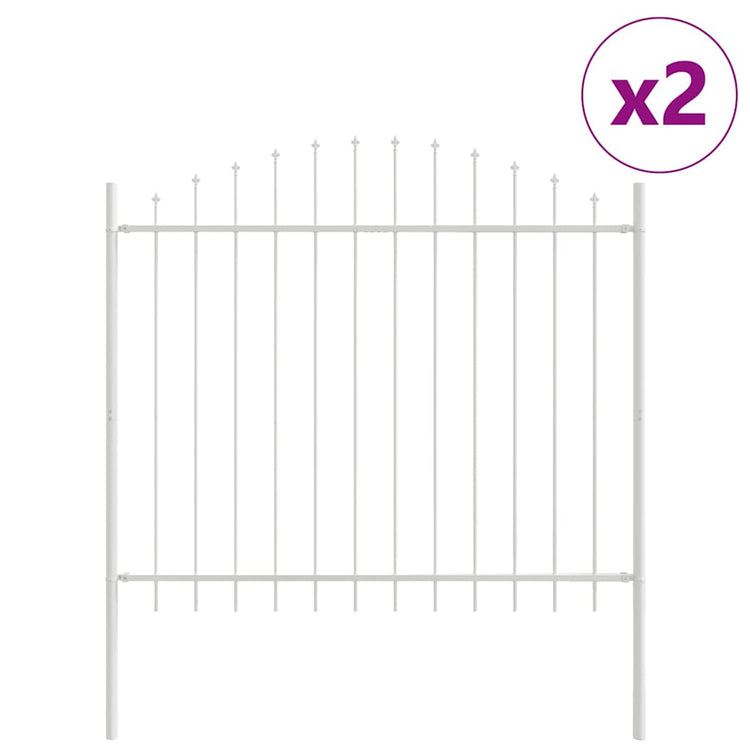 Vidaxl Gartenzaun 2 Stück weiß 170 x 190 cm pulverbeschichteter Stahl