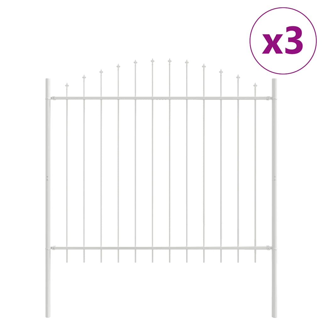 Vidaxl Gartenzaun 3 Stück weiß 170 x 190 cm pulverbeschichteter Stahl