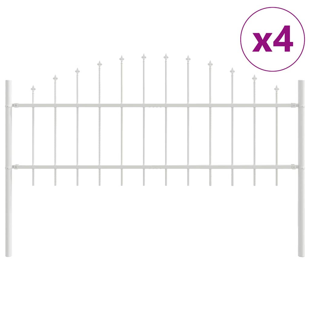 Vidaxl Gartenzaun 4 Stück weiß 170 x 140 cm pulverbeschichteter Stahl