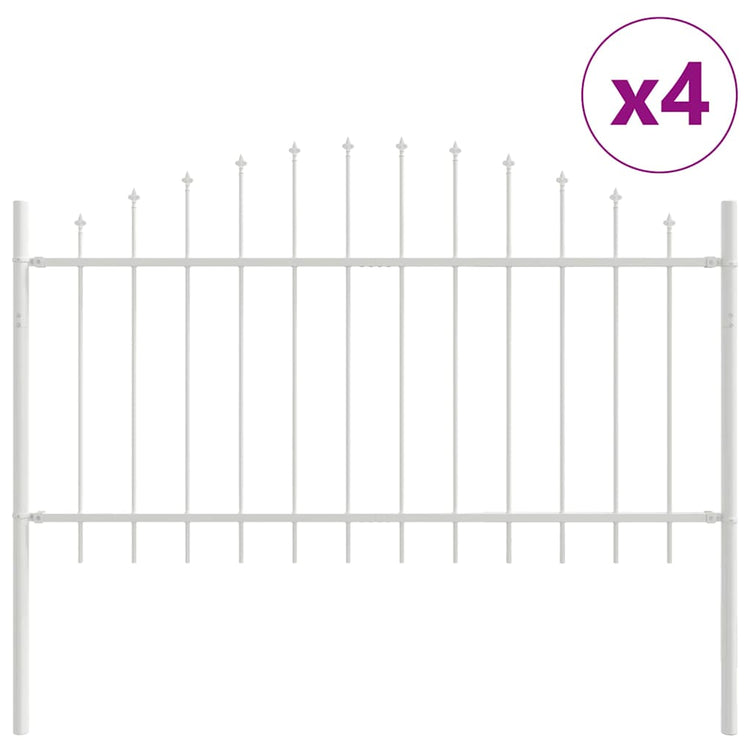 Vidaxl Gartenzaun 4 Stück weiß 170 x 140 cm pulverbeschichteter Stahl