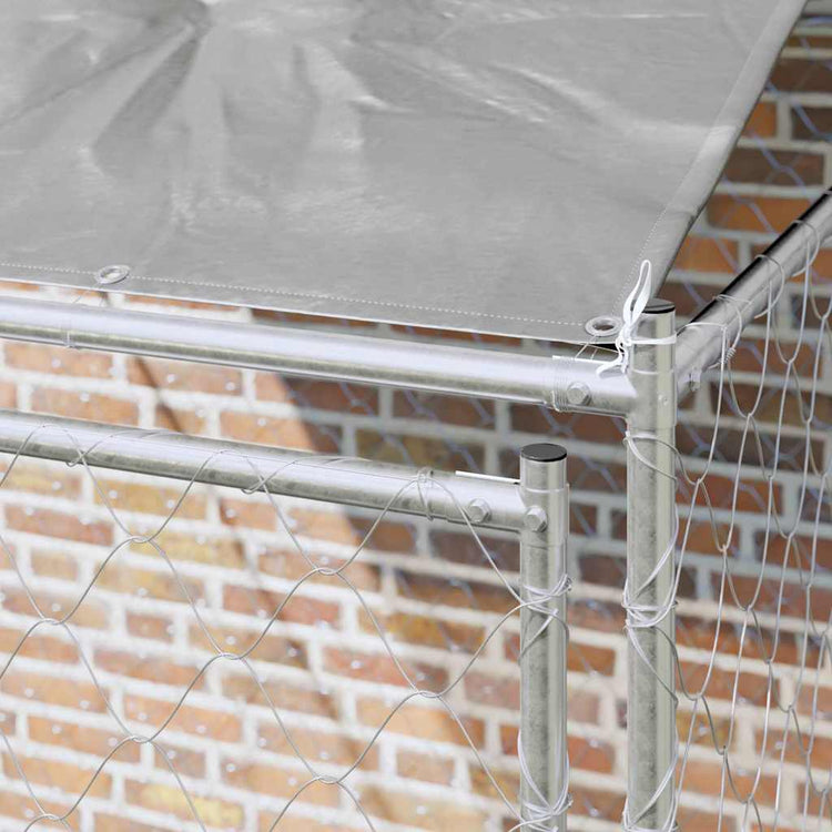 VidaXL Hundekäfig mit Dach Silber 200 x 200 x 258 cm Stahl und PE
