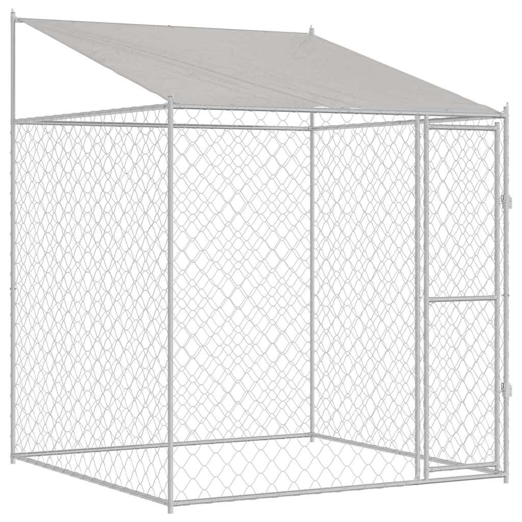 VidaXL Hundekäfig mit Dach Silber 200 x 200 x 258 cm Stahl und PE
