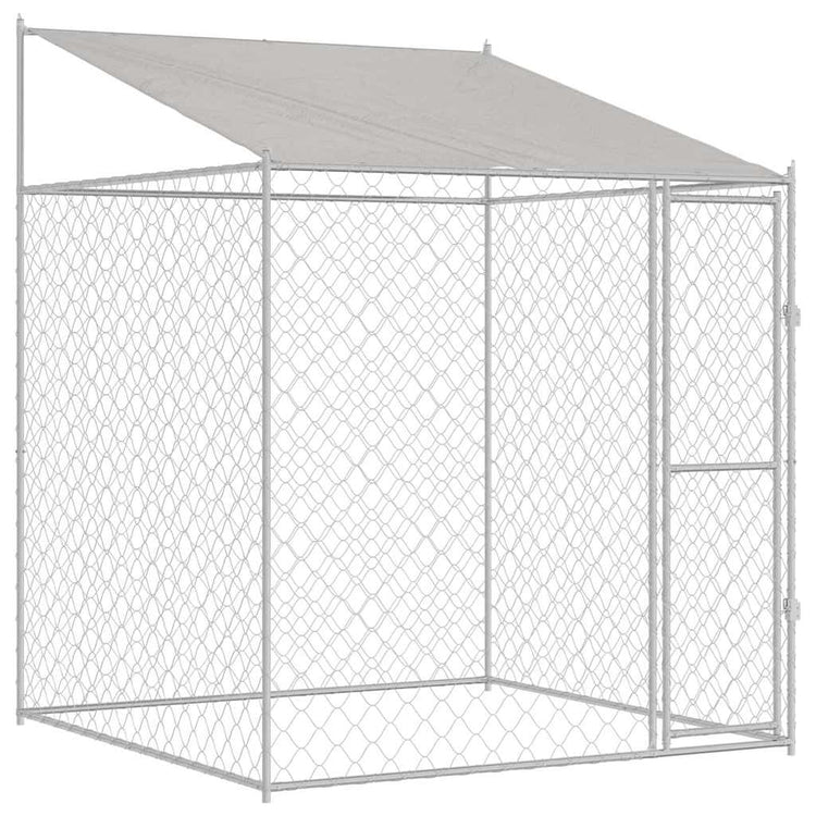 VidaXL Hundekäfig mit Dach Silber 200 x 200 x 258 cm Stahl und PE