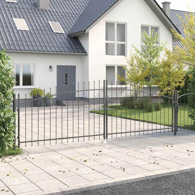 Vidaxx Doppeltor mit Schloss grau 400 x 199,5 cm Stahl