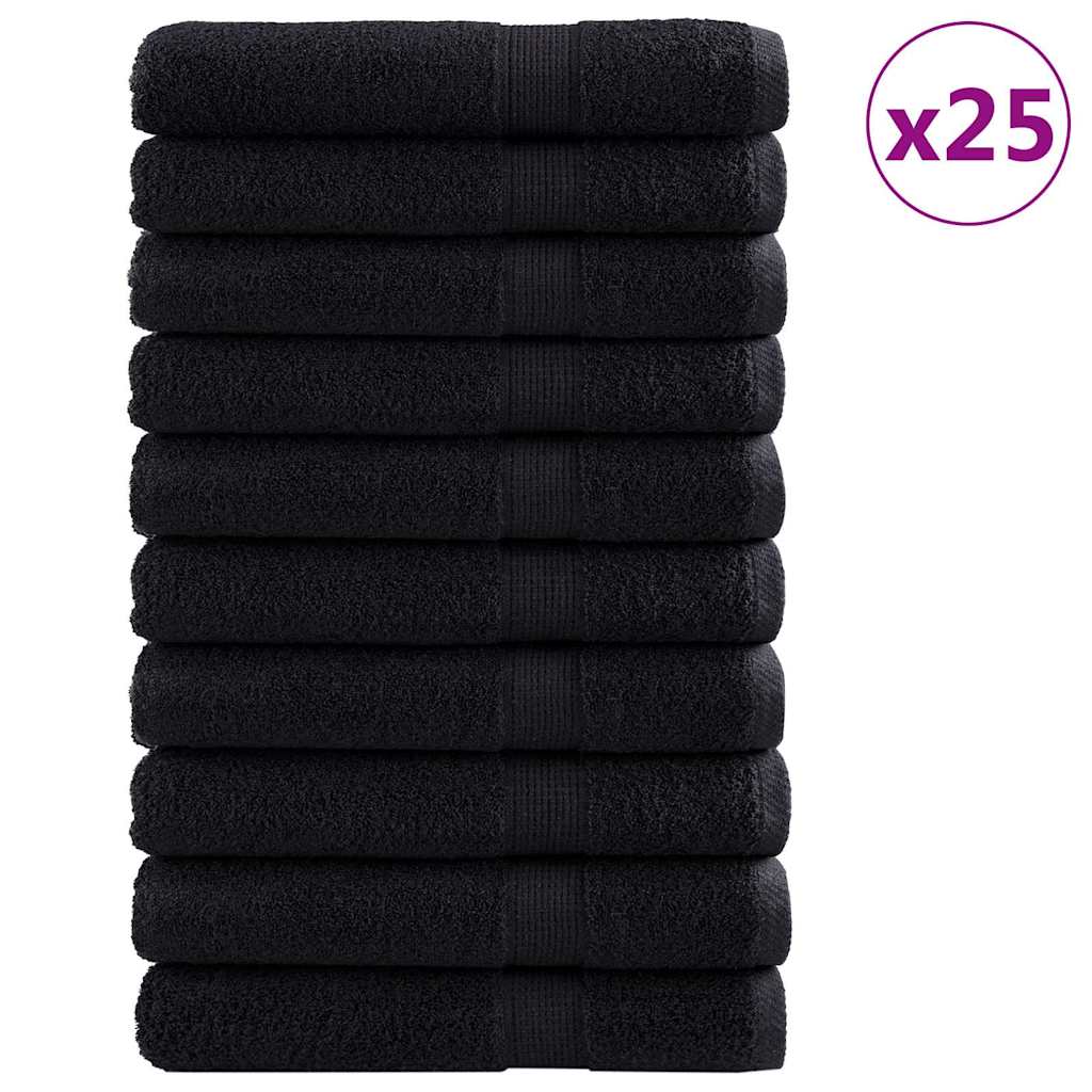 VidaXL Gästehandtuch Solund 25 Stk. Schwarz 100 x 200 cm 550 g/qm