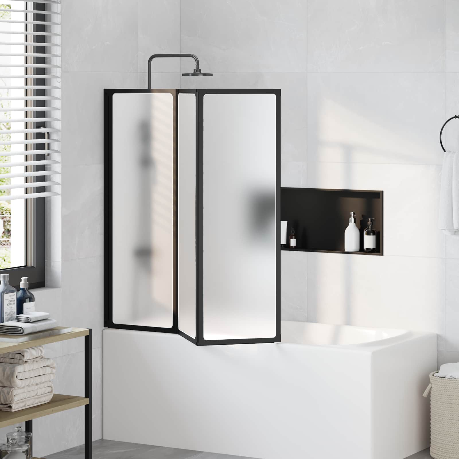 Vidaxx Duschwand schwarz 120 x 2 x 117 cm Aluminium