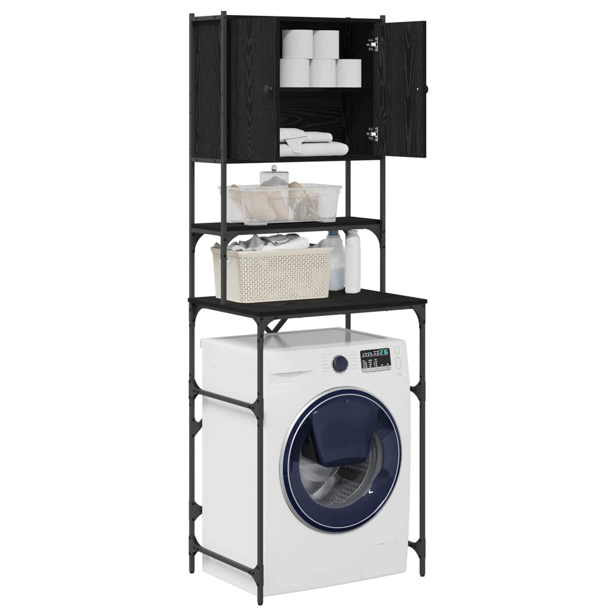Vidaxx Waschmaschinenschrank schwarz 0ak 68 x 48,5 x 194 cm Holzwerkstoff