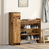 Vidaxxl Schuhschrank mit Schublade Altholz 100,5 x 28 x 100 cm Holzwerkstoff - afbeelding 1
