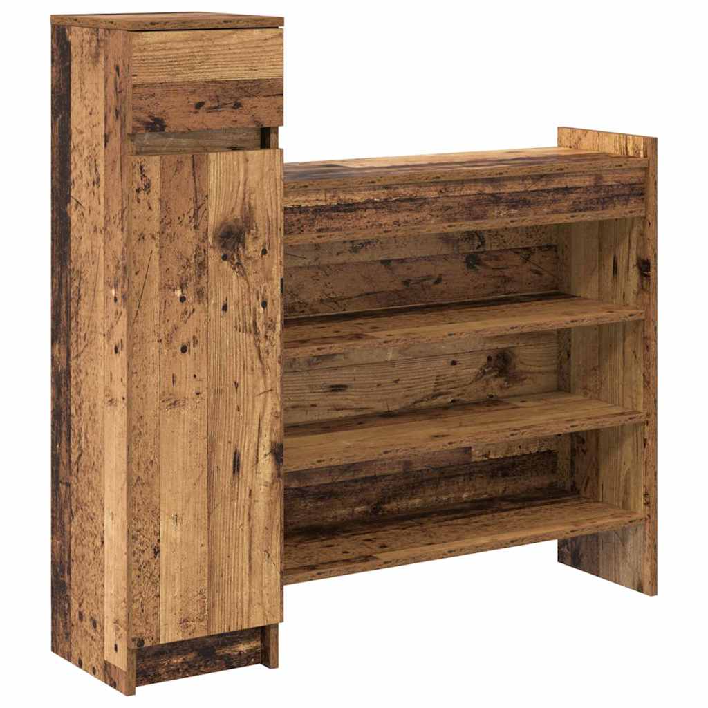 Vidaxxl Schuhschrank mit Schublade Altholz 100,5 x 28 x 100 cm Holzwerkstoff