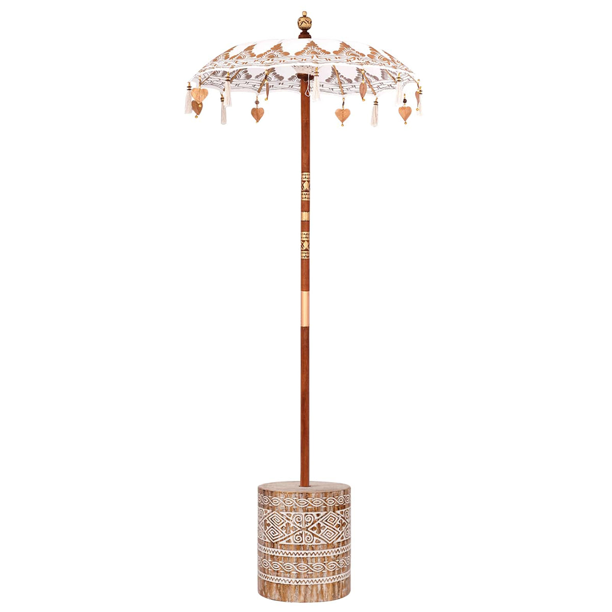 Vidaxl Balinesischer Sonnenschirm mit cremefarbenem Sockel, 95 x 95 x 260 cm