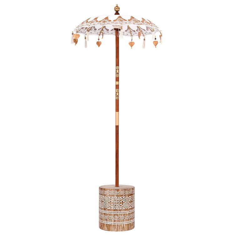 Vidaxl Balinesischer Sonnenschirm mit cremefarbenem Sockel, 95 x 95 x 260 cm