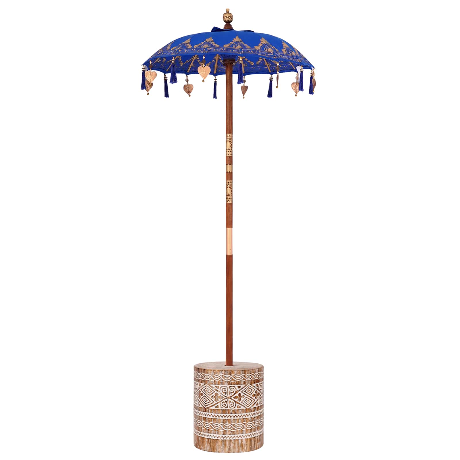 Vidaxl Balinesischer Sonnenschirm mit Sockel blau 95 x 95 x 260 cm
