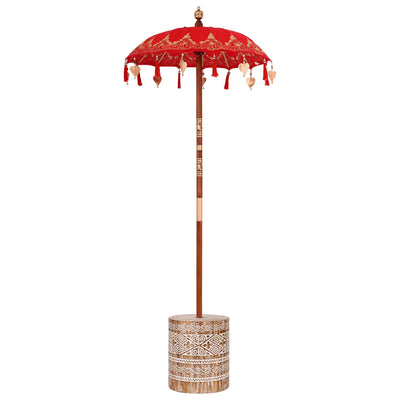 Vidaxl Balinesischer Sonnenschirm mit Sockel rot 95 x 95 x 260 cm