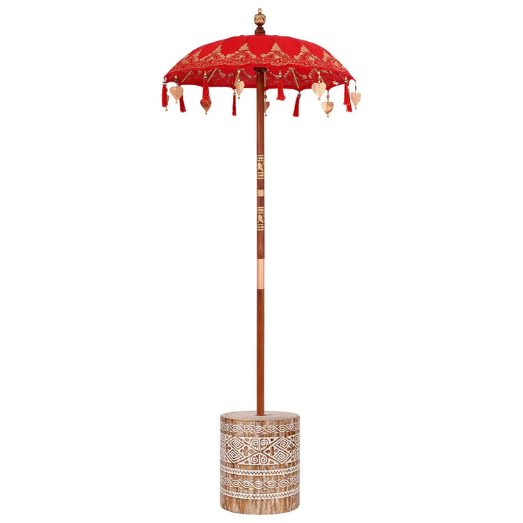 Vidaxl Balinesischer Sonnenschirm mit Sockel rot 95 x 95 x 260 cm