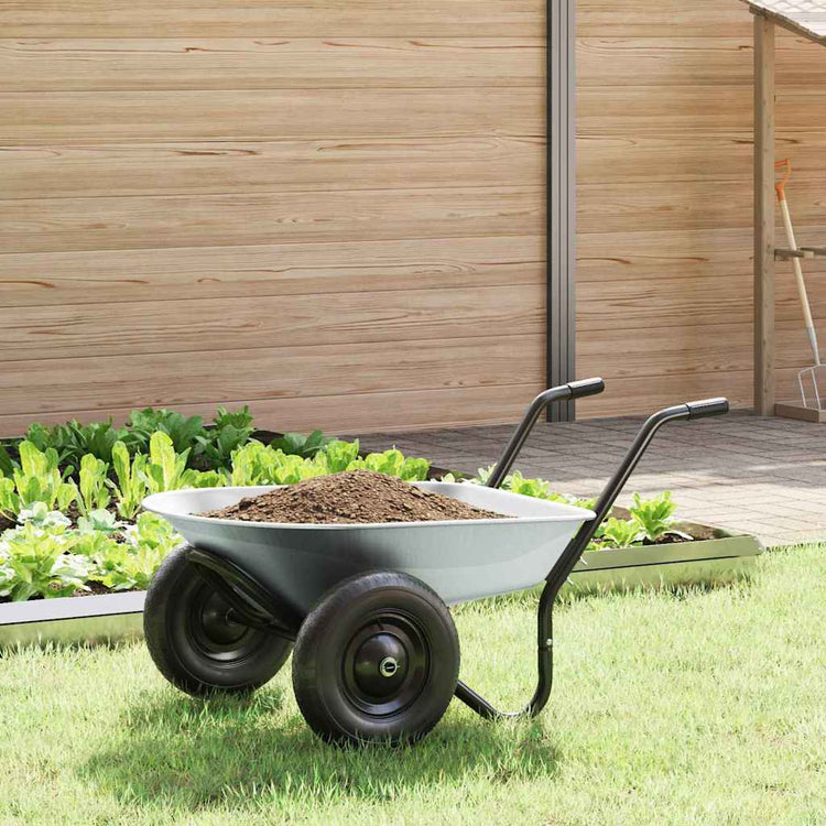 Vidaxx Schubkarre Silber und Schwarz 124 x 73 x 65 cm Stahl
