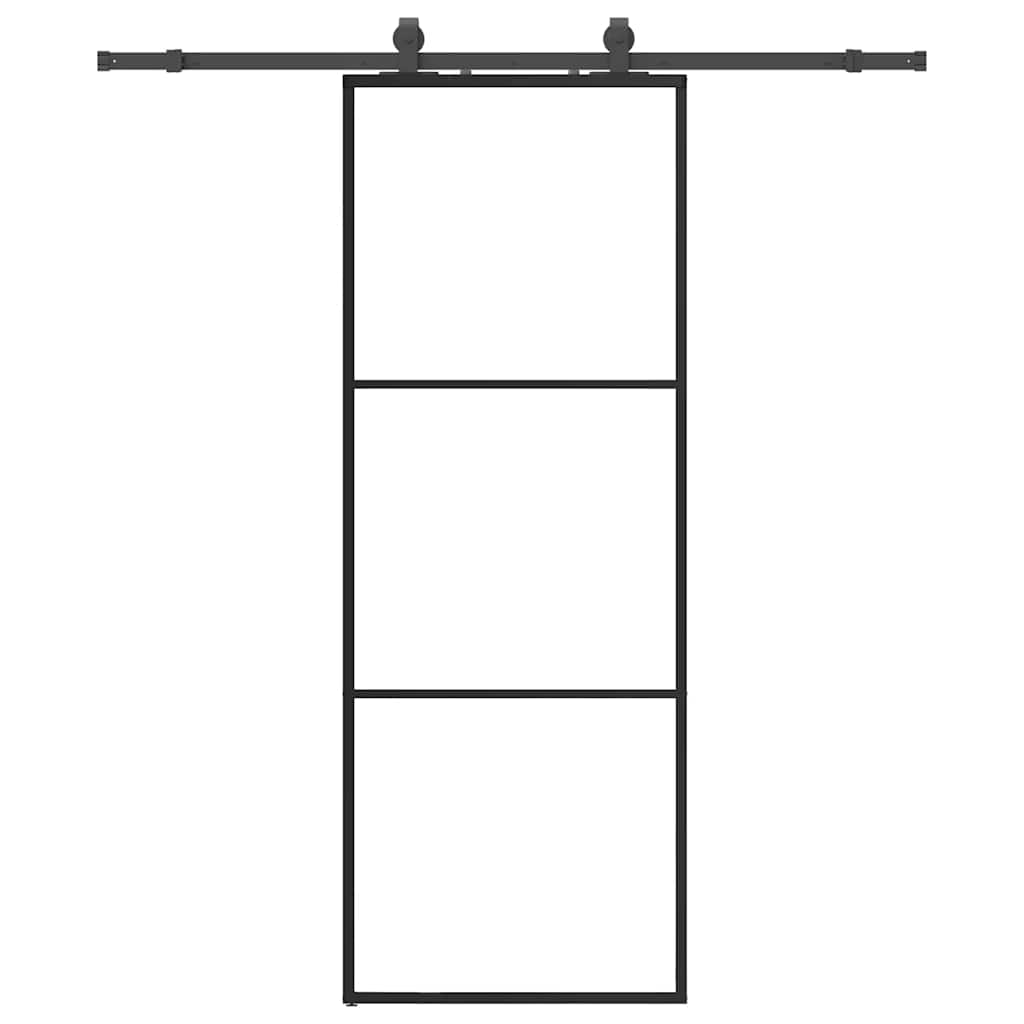 VidaXL Schiebetür mit Beschlagset 76x205 cm ESG-Glas schwarz