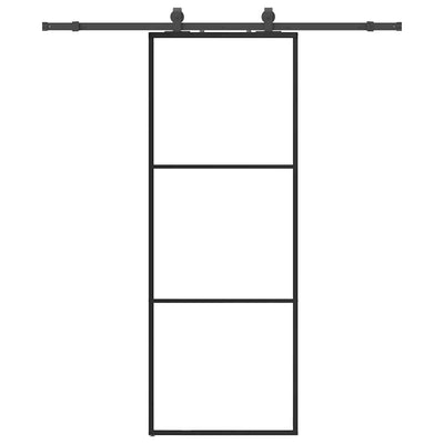 VidaXL Schiebetür mit Beschlagset 76x205 cm ESG-Glas schwarz