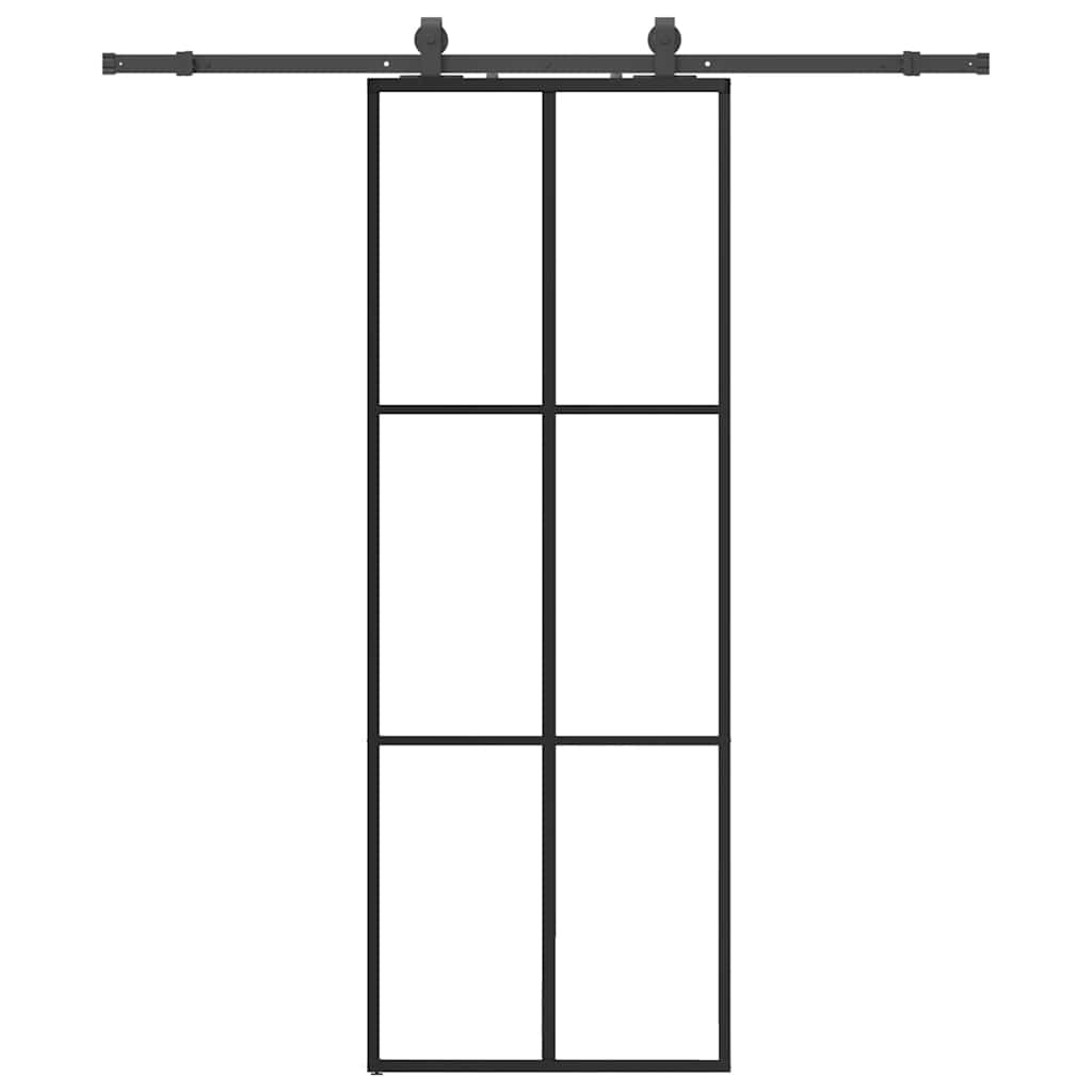 VidaXL Schiebetür mit Beschlagset 76x205 cm ESG-Glas schwarz