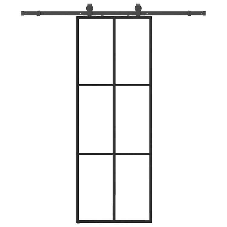 VidaXL Schiebetür mit Beschlagset 76x205 cm ESG-Glas schwarz