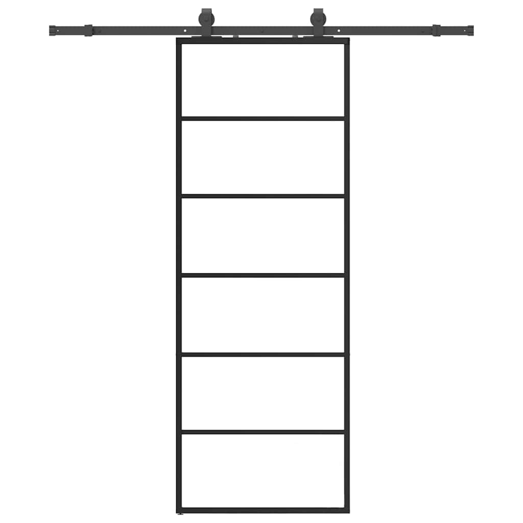 VidaXL Schiebetür mit Beschlagset 76x205 cm ESG-Glas schwarz
