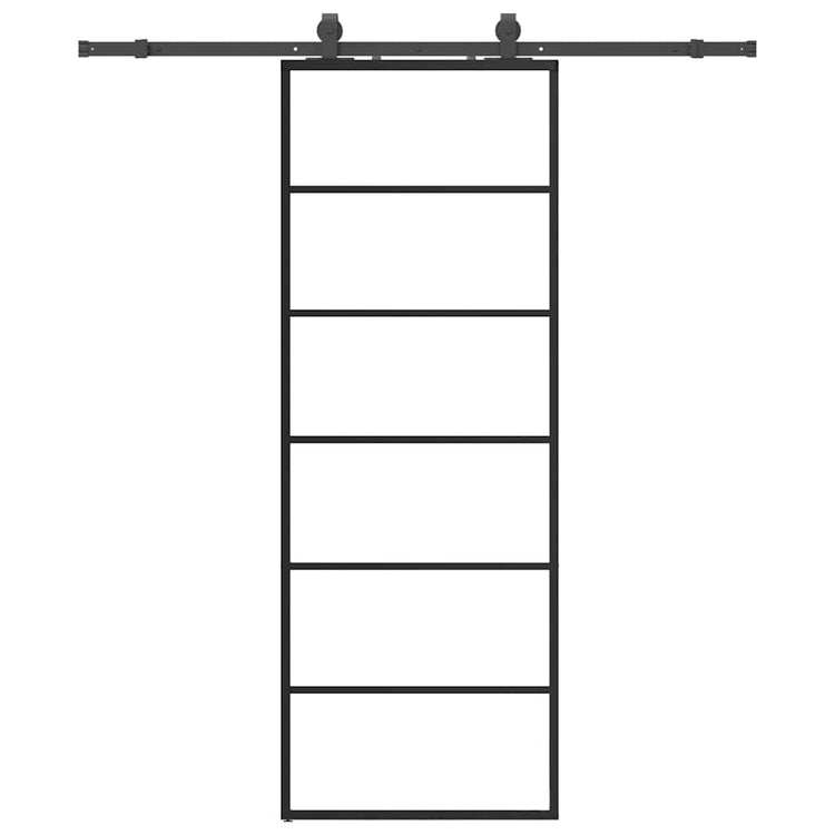 VidaXL Schiebetür mit Beschlagset 76x205 cm ESG-Glas schwarz