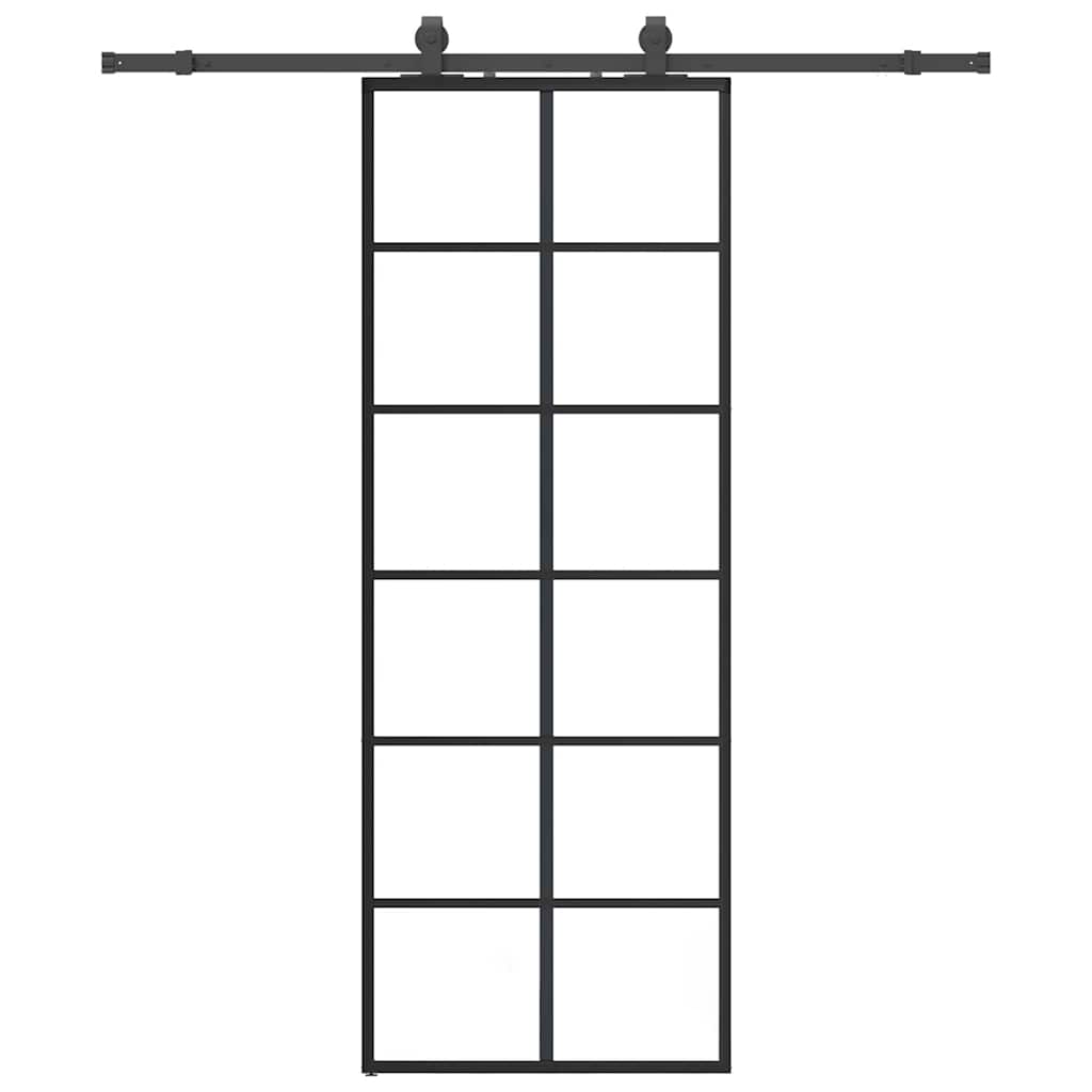 VidaXL Schiebetür mit Beschlagset 76x205 cm ESG-Glas schwarz