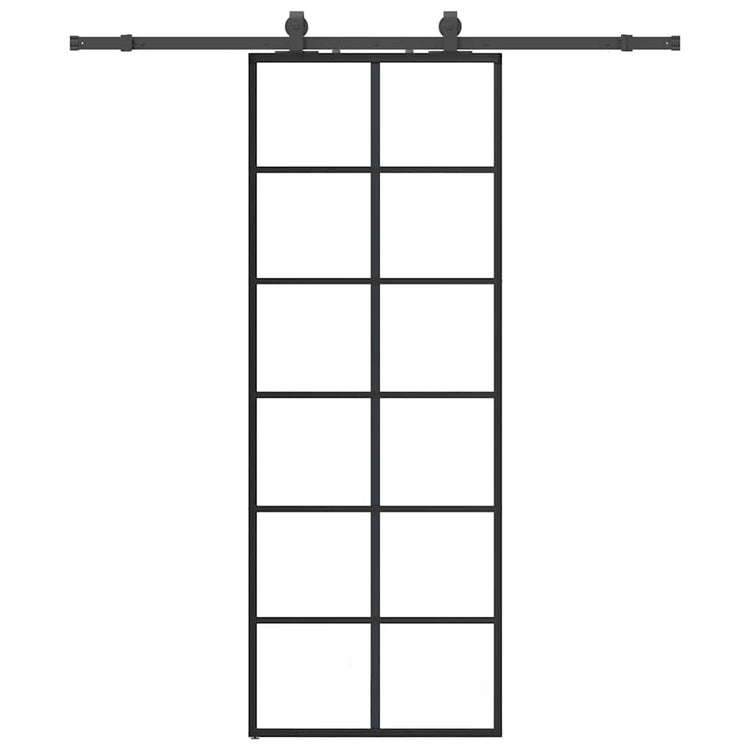 VidaXL Schiebetür mit Beschlagset 76x205 cm ESG-Glas schwarz