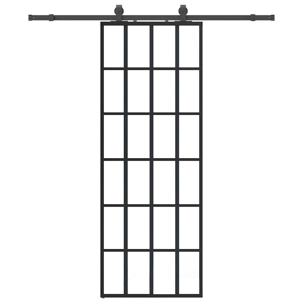 VidaXL Schiebetür mit Beschlagset 76x205 cm ESG-Glas schwarz
