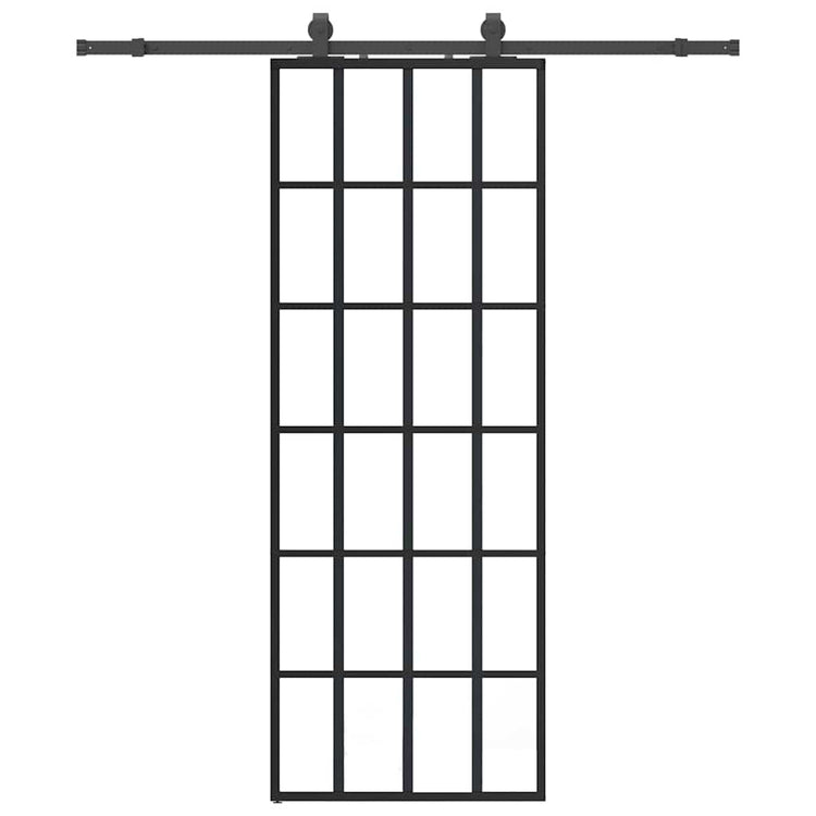 VidaXL Schiebetür mit Beschlagset 76x205 cm ESG-Glas schwarz