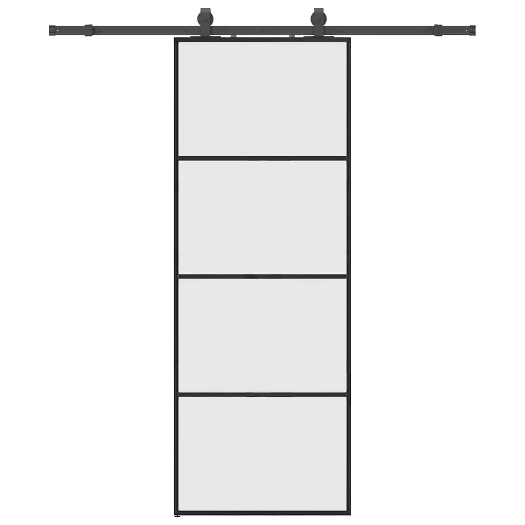 VidaXL Schiebetür mit Beschlagset 76x205 cm ESG-Glas schwarz