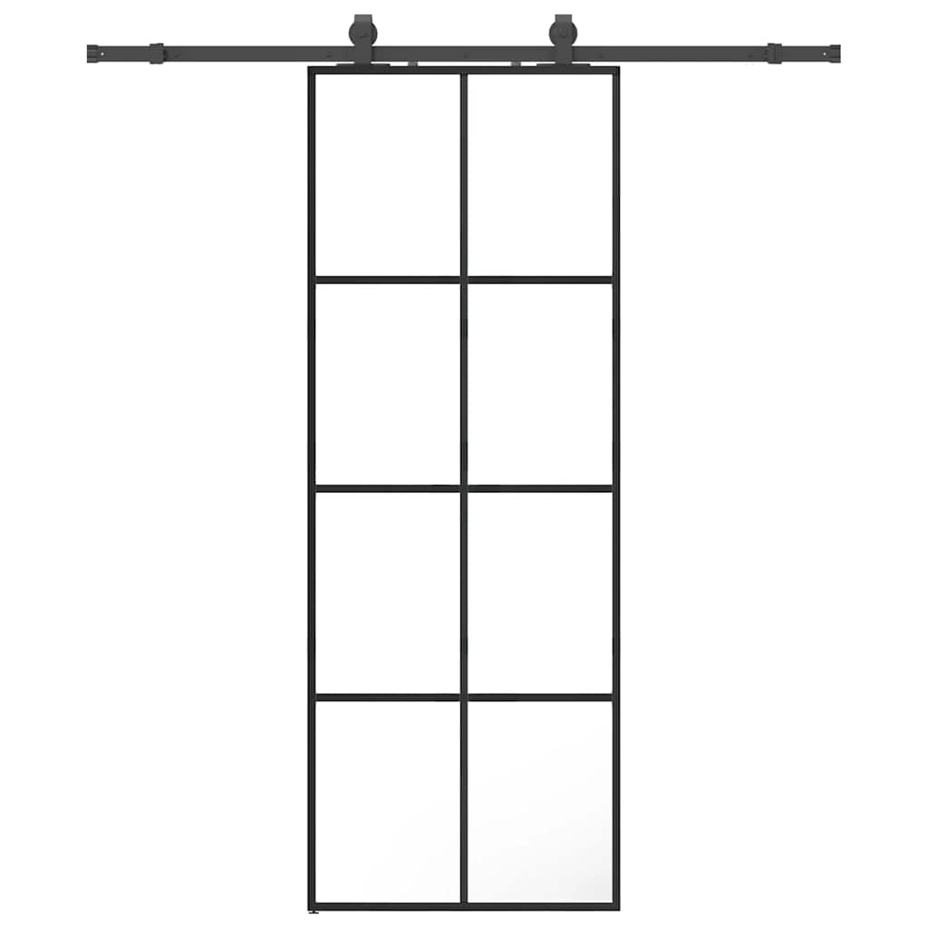 VidaXL Schiebetür mit Beschlagset 76x205 cm ESG-Glas schwarz