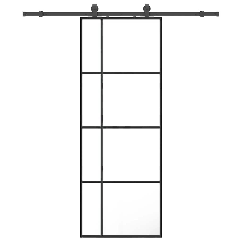 VidaXL Schiebetür mit Beschlagset 76x205 cm ESG-Glas schwarz