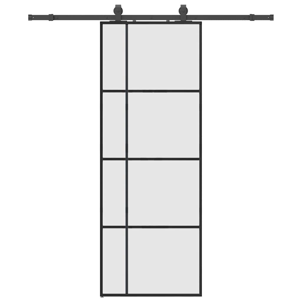 VidaXL Schiebetür mit Beschlagset 76x205 cm ESG-Glas schwarz