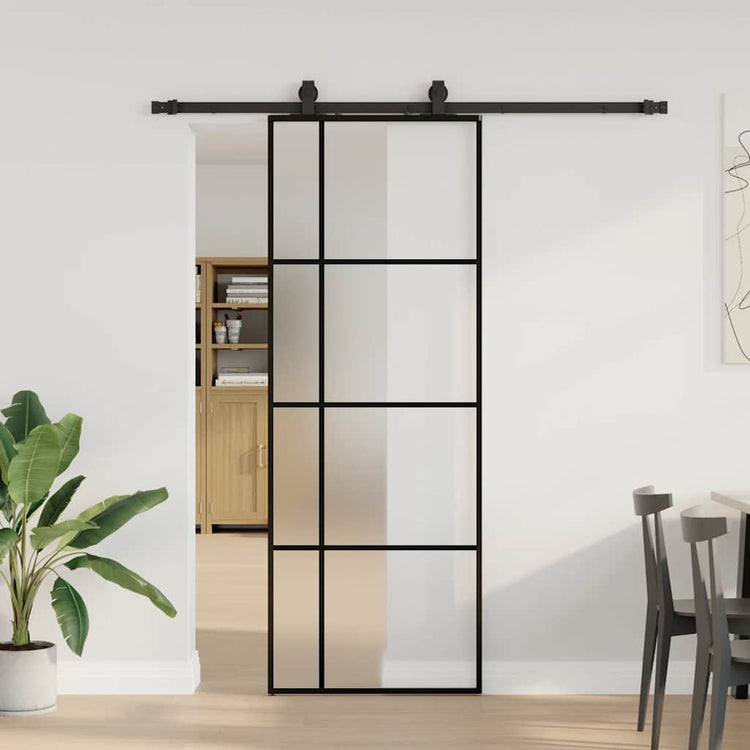 VidaXL Schiebetür mit Beschlagset 76x205 cm ESG-Glas schwarz