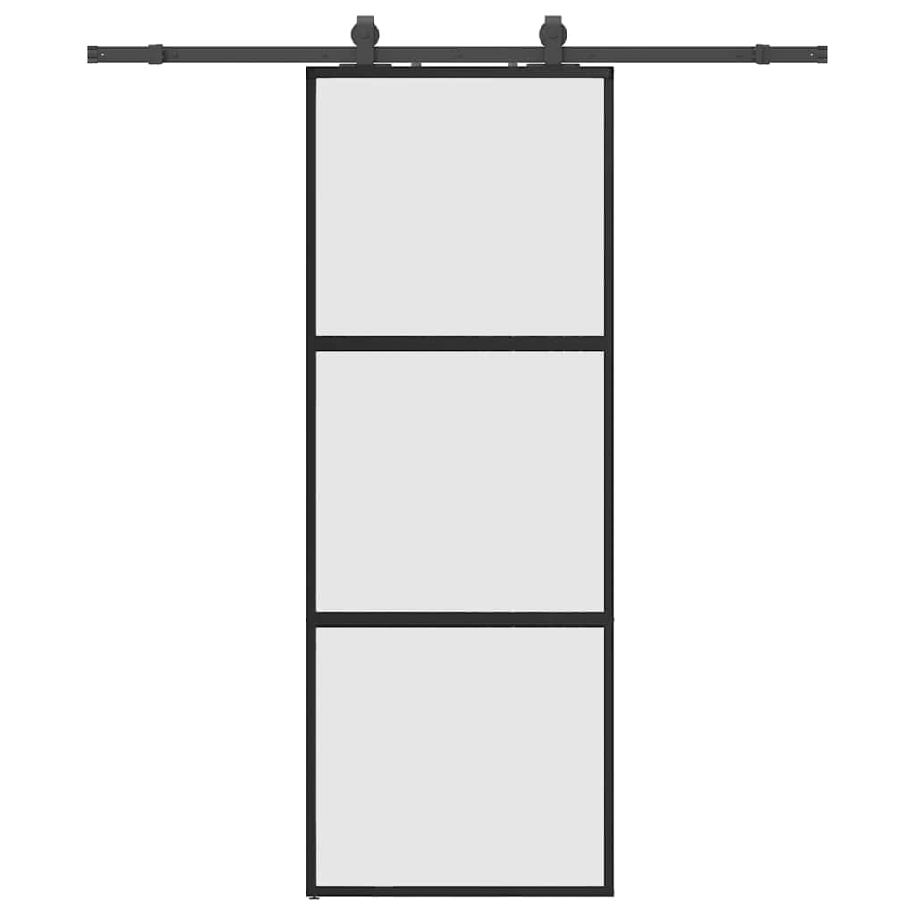 VidaXL Schiebetür mit Beschlagset 76x205 cm Hartglas schwarz